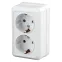 2-204-01 Intro Розетка 2х2P+E Schuko, 16А-250В, IP20, ОУ, Quadro, белый | Б0027655 | Intro