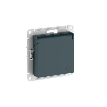 ATLASDESIGN РОЗЕТКА с заземл. со шторк. с крышкой, 16А, IP20, мех., быстрозажим. клем., ИЗУМРУД