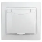 Розетка Intro Plano 1Э-207-01 с заземлением 2P+E Schuko с крышкой шторками, 16А-250В, IP20, СУ, без лапок, белый | Б0053956 | Intro