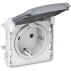 Plexo Серый Розетка с/з с крышкой винтовой зажим IP55 | 069571 | Legrand