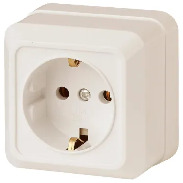 2-202-02 Intro Розетка 2P+E Schuko, 16А-250В, IP20, ОУ, Quadro, сл.кость | Б0027650 | Intro