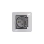 GLOSSA Розетка с заземлением со шторками с крышкой белая в сборе IP44