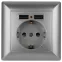 4-410-03 Intro Розетка P+E Schuko со шторками, 16А-250В + 2хUSB, СУ, Solo, алюминий | Б0043405 | Intro