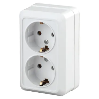 2Э-204-01 Intro Розетка 2х2P+E Schuko, 16А-250В, ОУ, б.м.п., Quadro, белый | Б0038842 | Intro