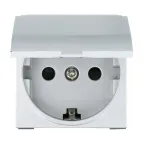 Розетка с з/к, шторками и крышкой (серебристый металлик) LK45 | 851503 | Ecoplast