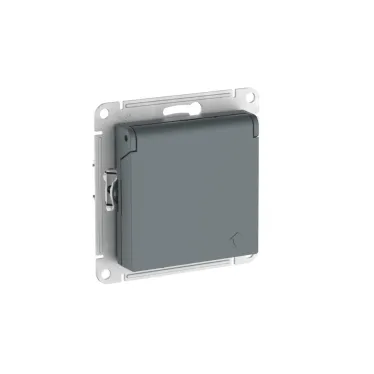 ATLASDESIGN РОЗЕТКА с заземл. со шторк. с крышкой,16А,IP20,мех., быстрозажим. клем., ГРИФЕЛЬ