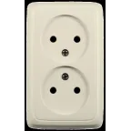 Розетка открытой установки, двухместная, цвет слонова кость | РА16-141-01 | HEGEL