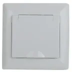 4-203-01 Intro Розетка 2P+E Schuko с крышкой, 16А-250В, СУ, Solo, белый | Б0043319 | Intro