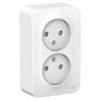                  Blanca О/У без пласт. Белый Розетка 2-ая б/з со шторками, 16А, 250В | BLNRA001201 | Schneider Electric
               