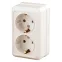 2-204-02 Intro Розетка 2х2P+E Schuko, 16А-250В, IP20, ОУ, Quadro, сл.кость | Б0027656 | Intro