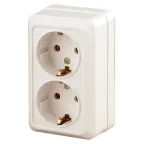 2-204-02 Intro Розетка 2х2P+E Schuko, 16А-250В, IP20, ОУ, Quadro, сл.кость | Б0027656 | Intro