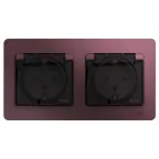                  Glossa Баклажановый Розетка 2-ая с з/к, со шторками (в сборе), IP44 | GSL001147 | SE
               