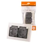 Розетка двойная 2П+З с защ. шт. и прозрачной крышкой 16А 250В IP44 сл. кость "Таймыр" | SQ1814-0177 | TDM