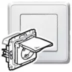                  Розетка с заземлением Cariva IP44 белая
               