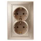 1-205-04 Intro Розетка 2X2P+E Schuko, 16А-250В, IP20, СУ, Plano, шампань | Б0030071 | Intro