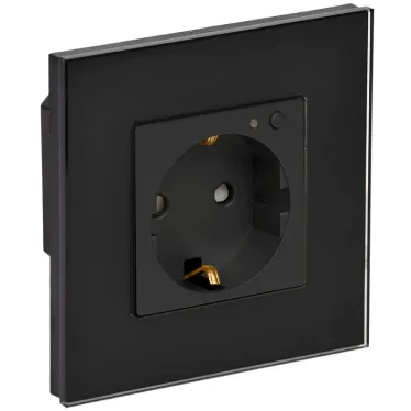 iTEQ SMART-розетка 16А WIFI+BLE стекл/р. з/ш. черн. | IT-R16SFWBG-K02 | ONI