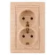 1-205-11 Intro Розетка 2X2P+E Schuko, 16А-250В, IP20, СУ, Plano, сосна | Б0030073 | Intro
