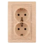 1-205-11 Intro Розетка 2X2P+E Schuko, 16А-250В, IP20, СУ, Plano, сосна | Б0030073 | Intro