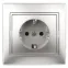 1-202-03 Intro Розетка 2P+E Schuko, 16А-250В, IP20, СУ, Plano, алюминий | Б0030058 | Intro