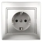 1-202-03 Intro Розетка 2P+E Schuko, 16А-250В, IP20, СУ, Plano, алюминий | Б0030058 | Intro