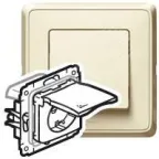 Розетка с заземлением Cariva IP44 слоновая кость