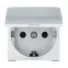 Розетка с з/к, шторками и крышкой (серебристый металлик) LK45 | 851503-1 | Ecoplast