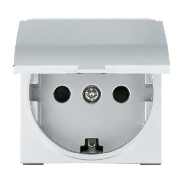 Розетка с з/к, шторками и крышкой (серебристый металлик) LK45 | 851503-1 | Ecoplast
