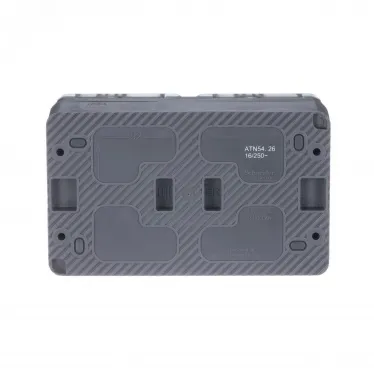 AtlasDesign Profi54 розетка двойная с заземлением со шторками IP54 16А 250B, АНТРАЦИТ, Россия