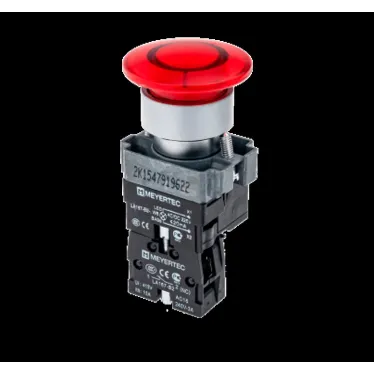 Кнопка грибовидная с LED подсветкой без фиксации, 220V AC/DC, 1NC, красный, 40 мм, мет. MTB2-BW4634 | 59643 | ОВЕН