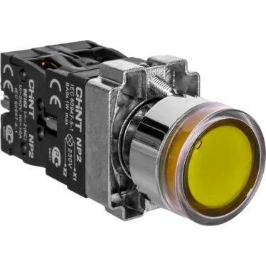 Кнопка управления NP2-BW1561 выступающая, желтая, 1НО, AC/DC230В (LED), IP40 (R) | 575779 | CHINT