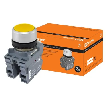 Кнопка MP1-20Y в сборе d22мм 1з+1р желтая | SQ0747-0003 | TDM