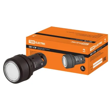 Кнопка SB7-CW3161-220V(LED) d22мм 1з белая | SQ0746-0023 | TDM