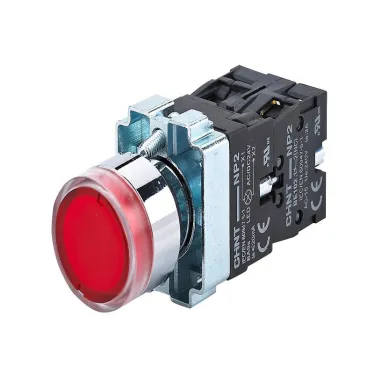 Кнопка управления NP2-BW3465 плоская, красная, 1НО+1НЗ, AC/DC230В (LED), IP40 (R) | 574366 | CHINT