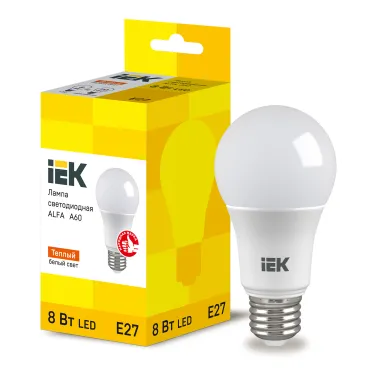 Лампа LED ALFA A60 груша 8Вт 230В 3000К E27 IEK