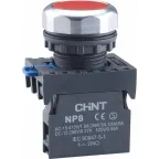 Кнопка управления NP8-20BND/4 подствет., самовозв., красный, AC110-230В(LED), 2НО, IP65 (R) | 667592 | CHINT