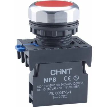 Кнопка управления NP8-20BND/4 подствет., самовозв., красный, AC110-230В(LED), 2НО, IP65 (R) | 667592 | CHINT