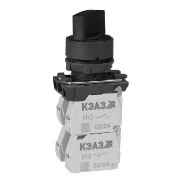 Переключатель КПЕ2511Р-черный-1но+1нз-ручка-фикс-3поз-IP54 | 354420 | КЭАЗ