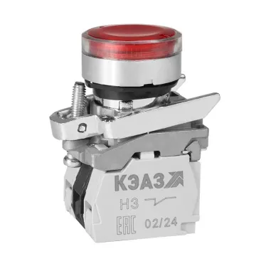 Кнопка КМЕ4111мЛС-220В-красный-1но+1нз-цилиндр-индикатор-IP40 | 354460 | КЭАЗ
