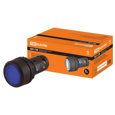 Кнопка SB7-CW3661-220V(LED) d22мм 1з, синяя | SQ0746-0031 | TDM