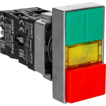 Двойная кнопка "Пуск-Стоп" NP2-EL8325 1НО+1НЗ AC230В IP40 (R) | 574114 | CHINT