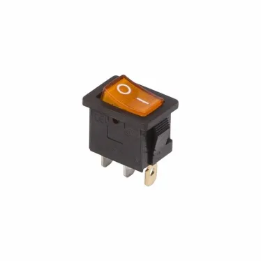 Выключатель клавишный 250V 6А (3с) ON-OFF желтый с подсветкой Mini | 36-2152 | REXANT