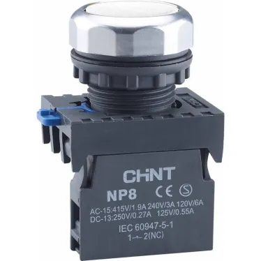 Кнопка управления NP8-01BND/1 подствет., самовозв., белый, AC110-230В(LED), 1НЗ, IP65 (R) | 667583 | CHINT