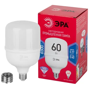 Лампа LED POWER T120-60W-6500-R E27/E40 R 60 Вт холодный белый свет колокол RED LINE ЭРА колокол RED LINE ЭРА
