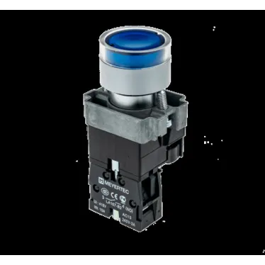 Кнопка с LED подсветкой, синяя, 220V AC/DC, 1NO, мет. MTB2-BW3663 | 58208 | ОВЕН