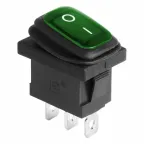                  Выключатель клавишный 250V 6А (3с) ON-OFF зеленый с подсветкой Mini ВЛАГОЗАЩИТА | 36-2178 | REXANT
               