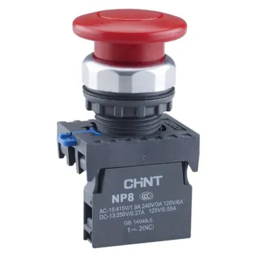 Кнопка "Грибок" Φ40мм с самовозвратом NP8-11M/14 красная 1НО+1НЗ IP65 (R) | 667265 | CHINT