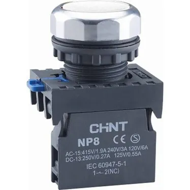 Кнопка управления NP8-10BN/1 без подсветки белая 1НО IP65 (R) | 578646 | CHINT