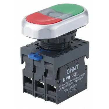 Двойная кнопка NP8-11SD 1НО+1НЗ красная AC110В-220В(LED) IP65 (R) | 667174 | CHINT