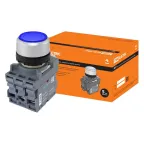 Кнопка MP1-21L(LED) в сборе d22мм/24В 1з+1р синяя | SQ0747-0020 | TDM