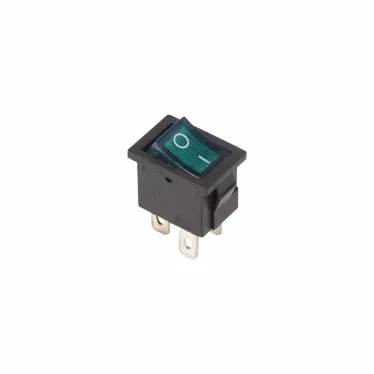Выключатель клавишный 250V 6А (4с) ON-OFF зеленый с подсветкой Mini | 36-2193 | REXANT